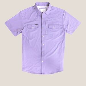 Men's Poncho Short Sleeve Western Shirt XL Slim Lavender